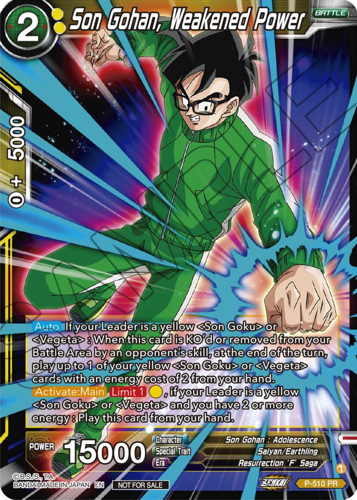 Son Gohan, Weakened Power (Zenkai Series Tournament Pack Vol.4) (P-510) [Tournament Promotion Cards]