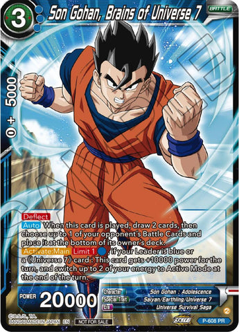 Son Gohan, Brains of Universe 7 (Tournament Pack Vol. 8) (P-608) [Promotion Cards]