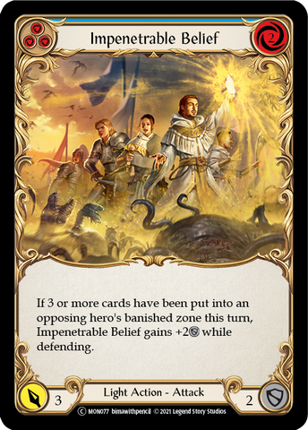 Impenetrable Belief (Blue) [U-MON077-RF] (Monarch Unlimited)  Unlimited Rainbow Foil