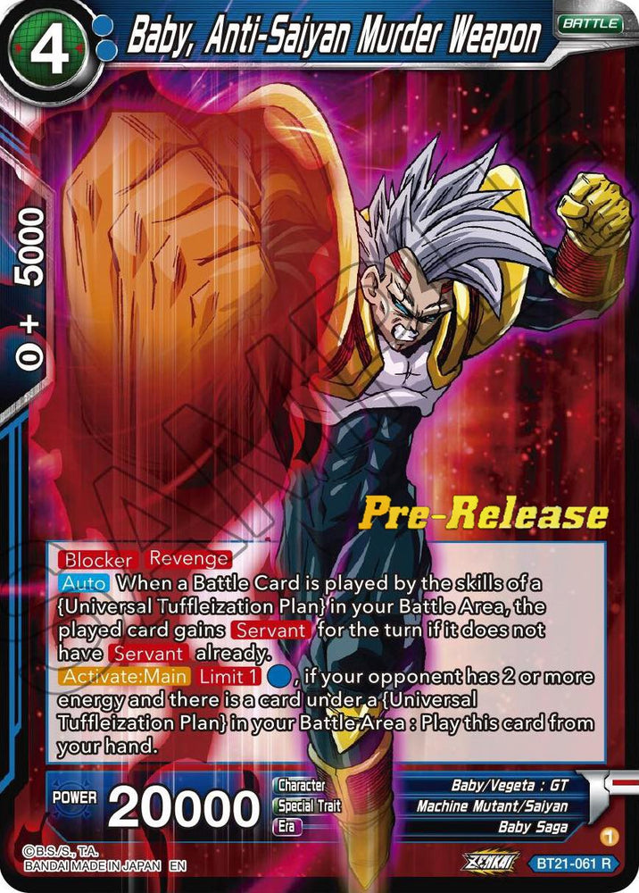 Baby, Anti-Saiyan Murder Weapon (BT21-061) [Wild Resurgence Pre-Release Cards]