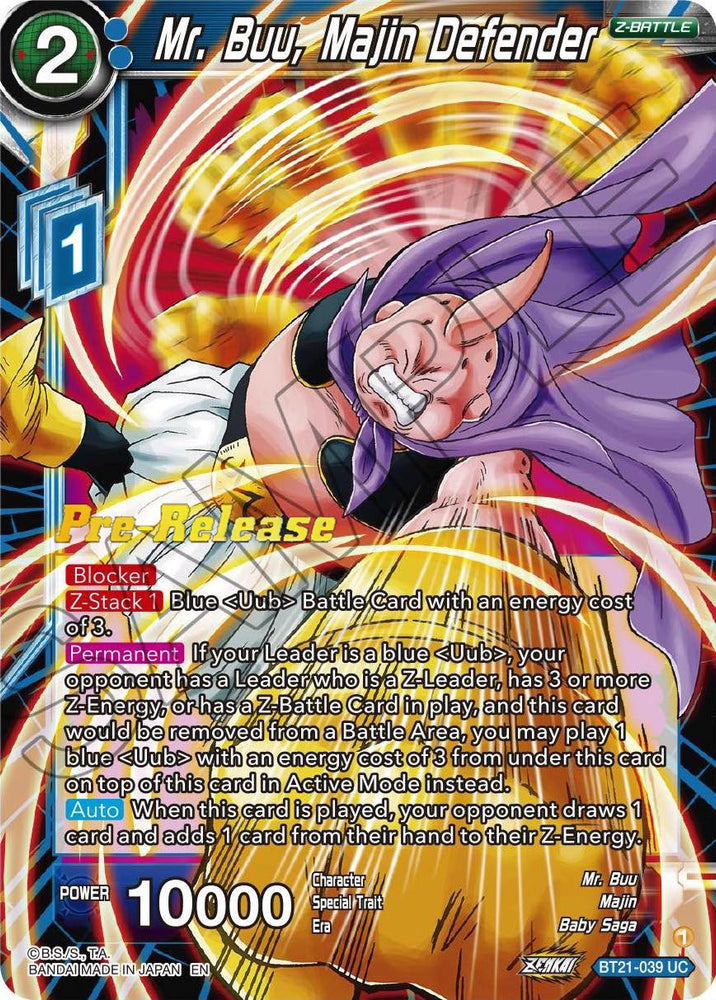 Mr. Buu, Majin Defender (BT21-039) [Wild Resurgence Pre-Release Cards]