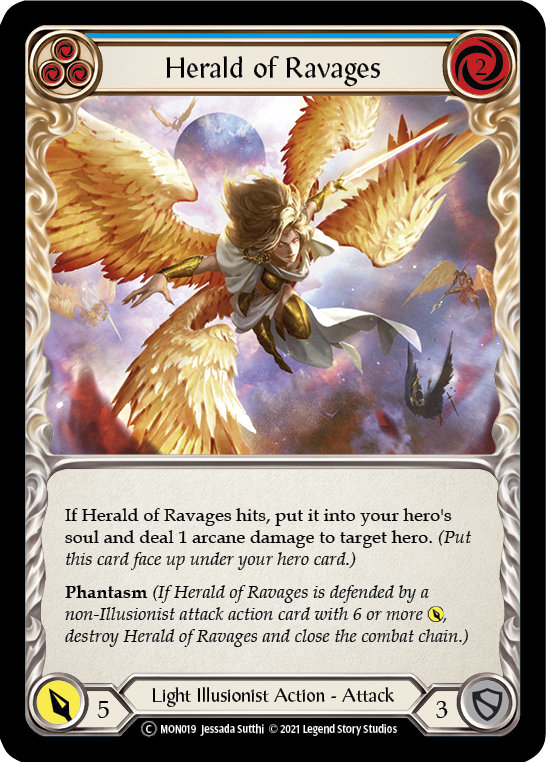 Herald of Ravages (Blue) [U-MON019-RF] (Monarch Unlimited)  Unlimited Rainbow Foil